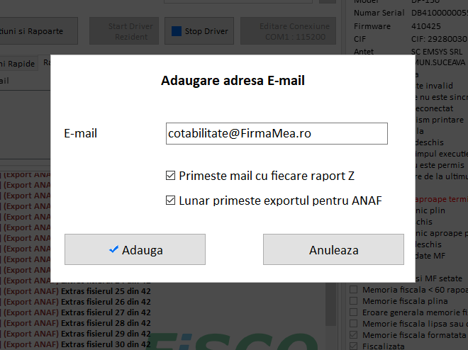 driver datecs raportare email